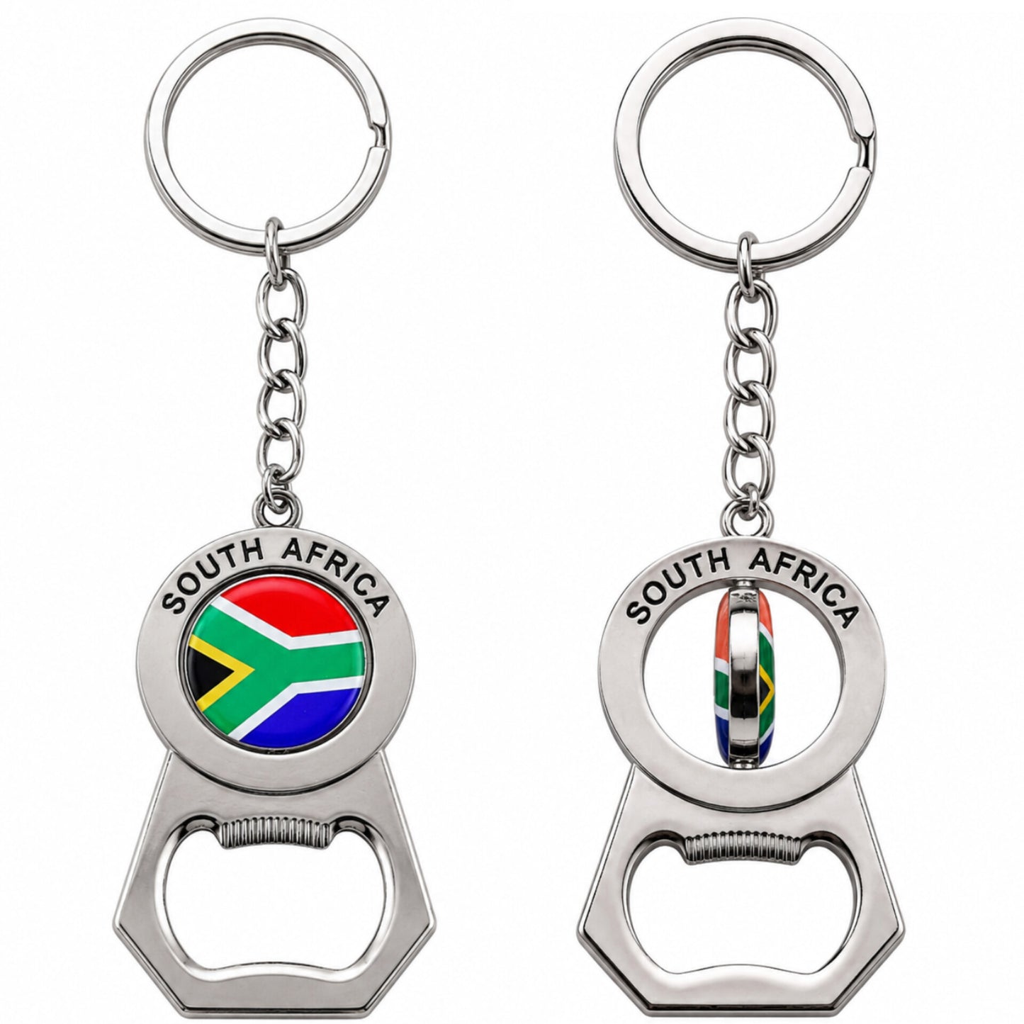 Spinning SA Flag Bottle Opener Keyring