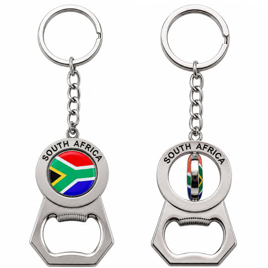 Spinning SA Flag Bottle Opener Keyring