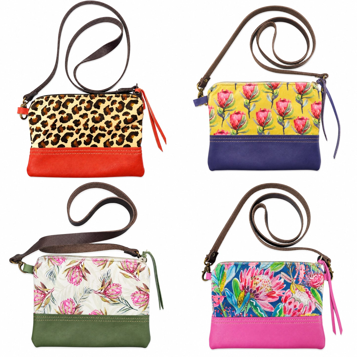 Genuine Leather Trim Africa Sling Bags