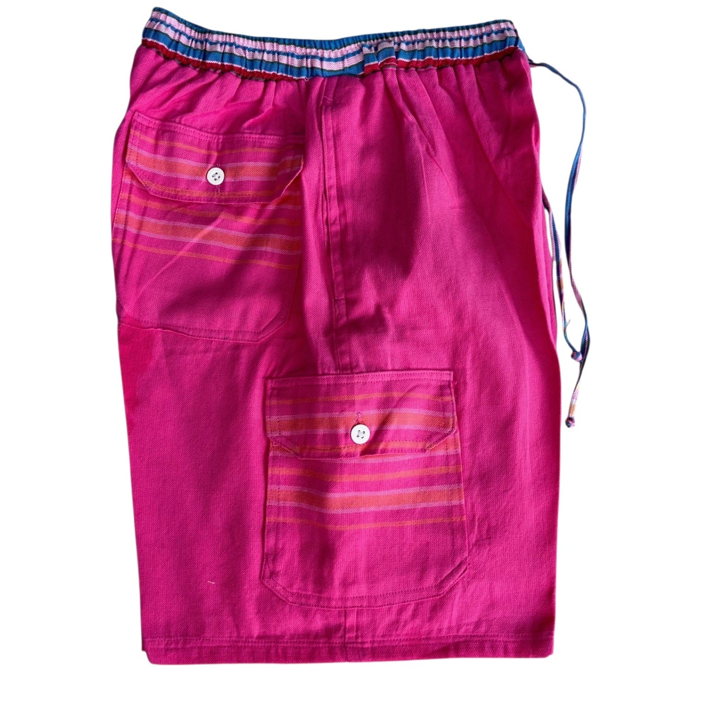 Dark Pink with Blue Kikoy Bermuda Shorts