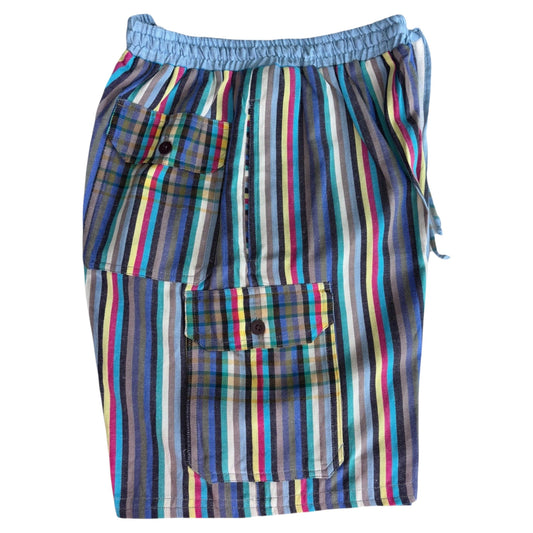 Stripes | Light Blue Band Kikoy Bermuda Shorts - Sharon's Factory Shop