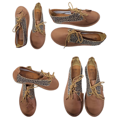 Dark Tan Leopard  Lace Up Veldskoen | Genuine Leather