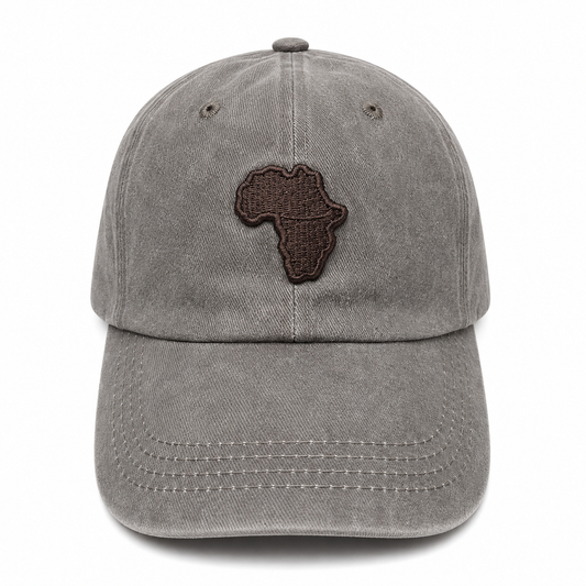 Adult Africa Map Embroidered Washed Cap