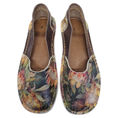 Dark Floral  Lace Up Veldskoen | Genuine Leather