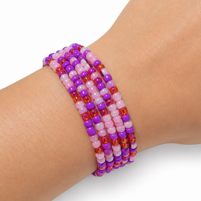 Thin Bead Memory Wire Bracelets