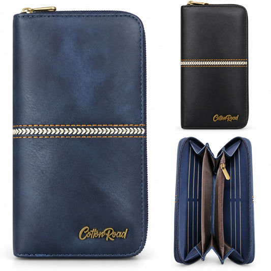 Cotton Road Single Zip Wallet – Stitched Detail | P19212