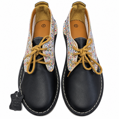 Black & White Lace Up Veldskoen | Genuine Leather