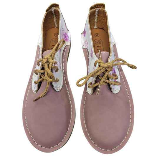 Dark Pink Floral Lace Up Veldskoen | Vellies - Sharon's Factory Shop
