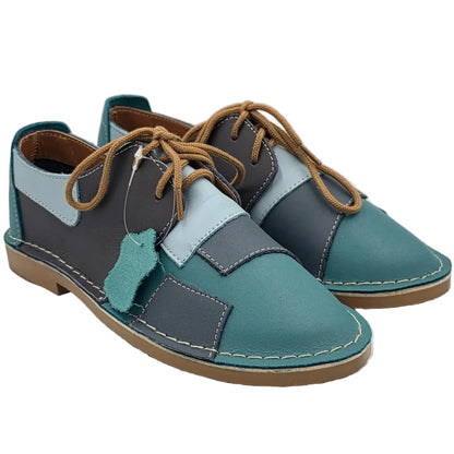 Teal Frankie Lace Up Veldskoen | Genuine Leather