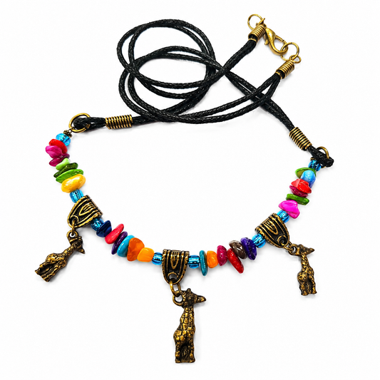 3 Charm Safari Gemstone Necklace - Sharon's Factory Shop