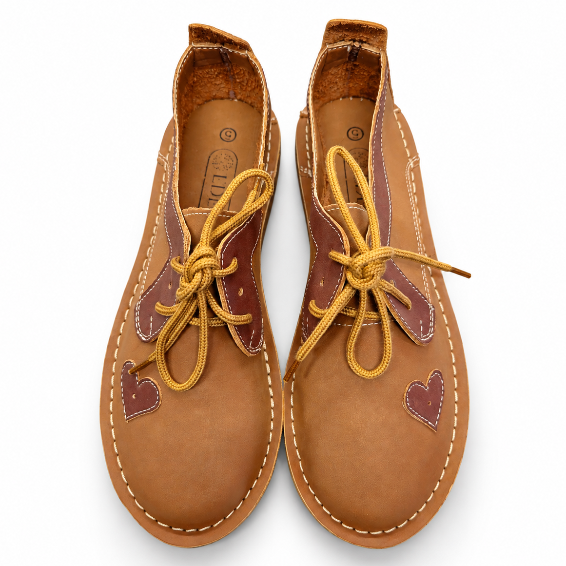 Eden Tan & Cognac Heart Lace Up Veldskoen | Vellies