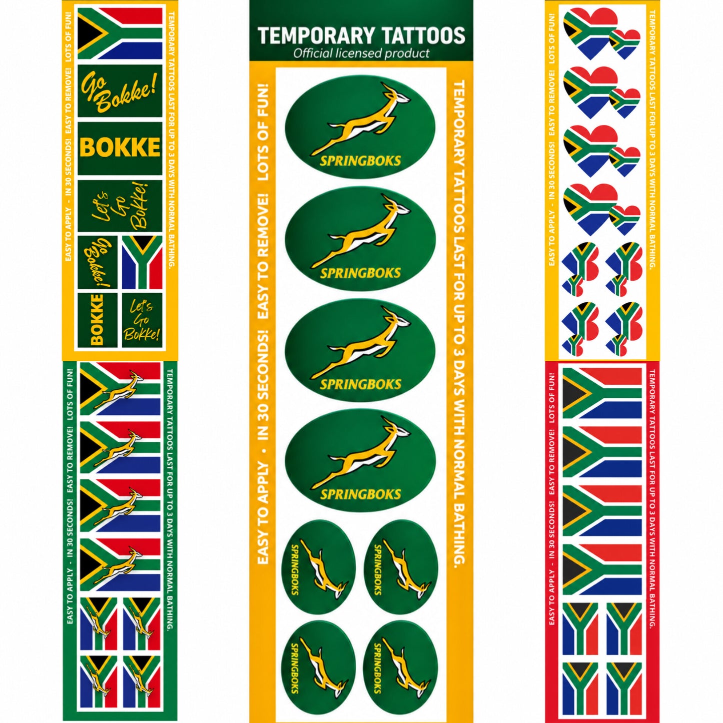 Official Springbok Supporter Temporary Tattoos