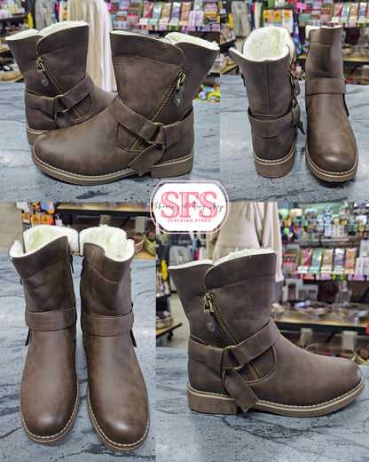 A86-1 Buckle Short Coffee Boot