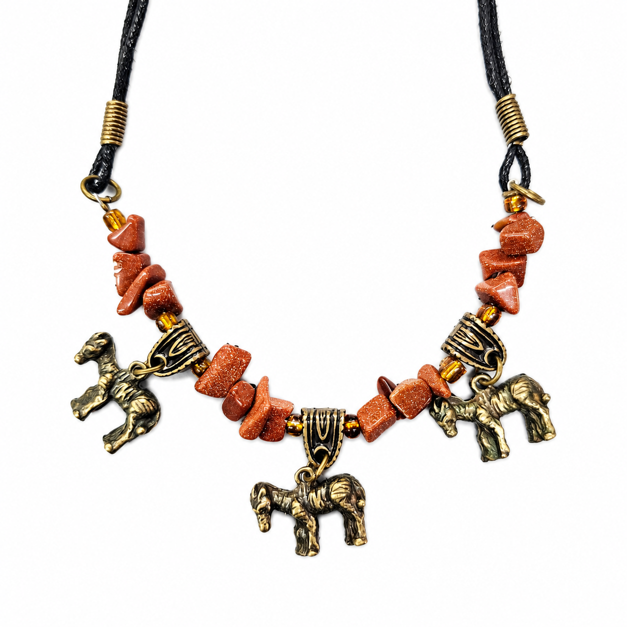 3 Charm Safari Gemstone Necklace