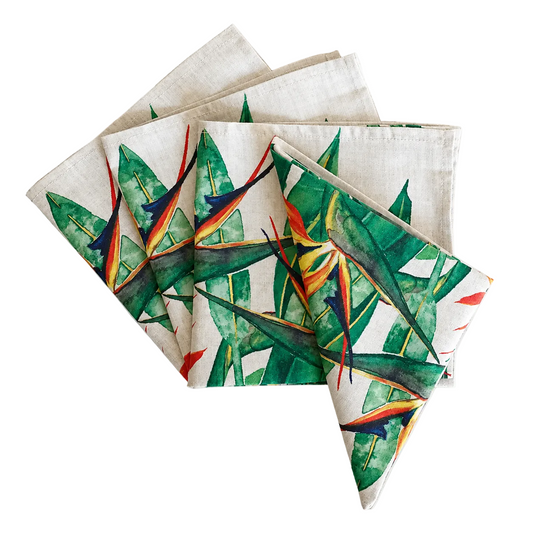 Vintage Strelitzia Fabric Napkins | 4PC Set