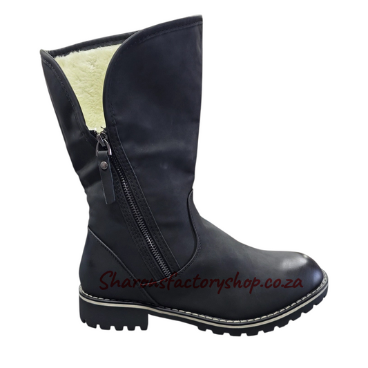 A1 Black Mid Calf Boot