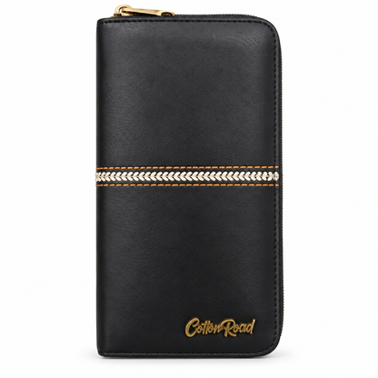 Cotton Road Single Zip Wallet – Stitched Detail | P19212
