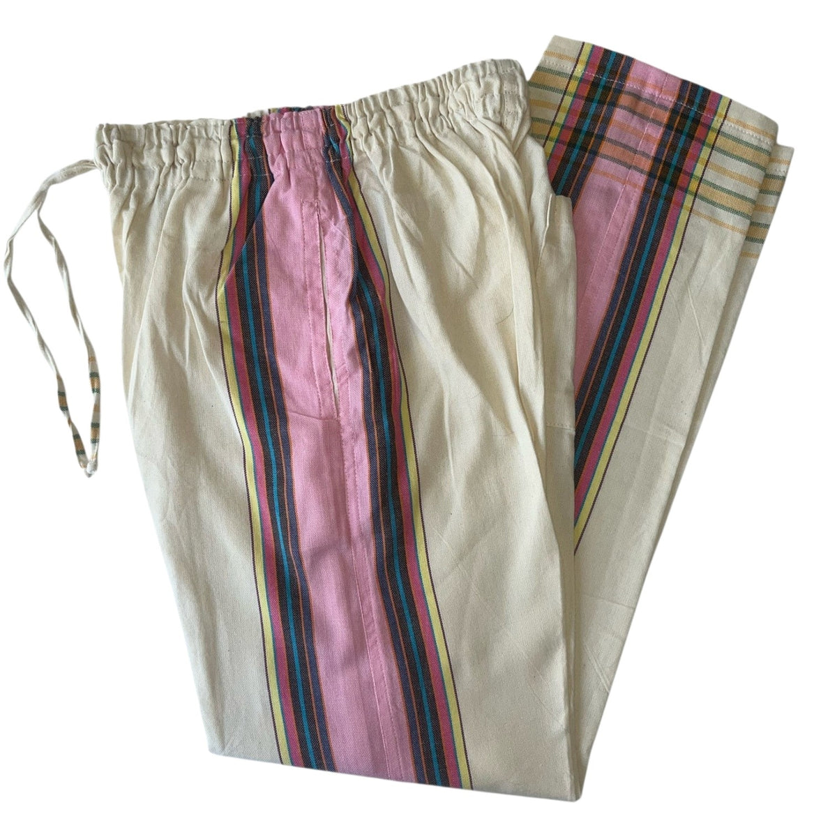 (S) Cream & Pink Kikoy Unisex Pants - Sharon's Factory Shop