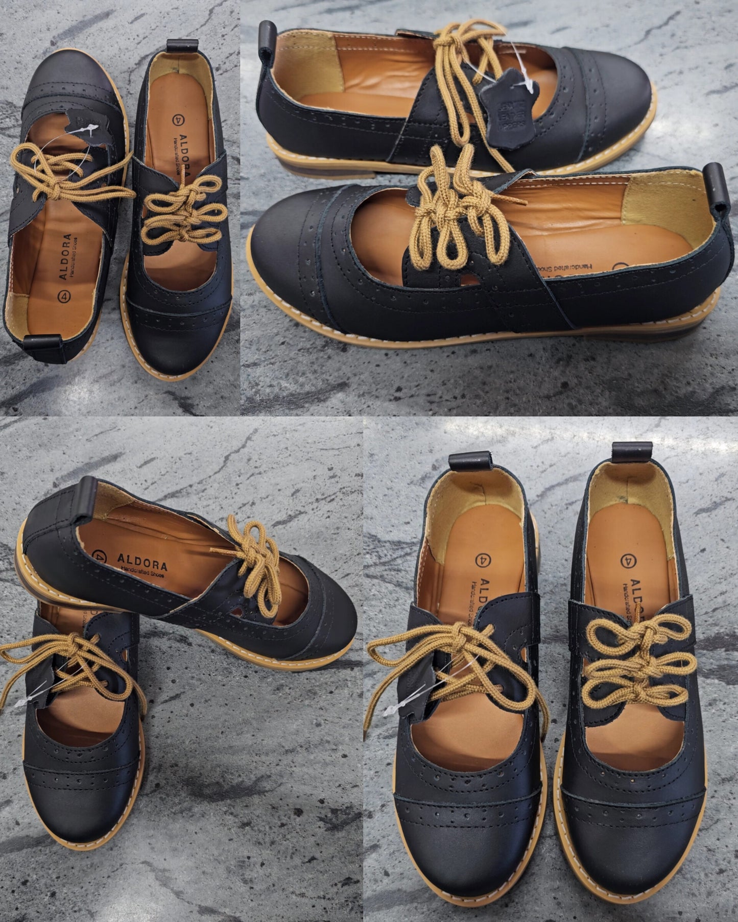 Aldora Genuine Leather Signature Brogue Black