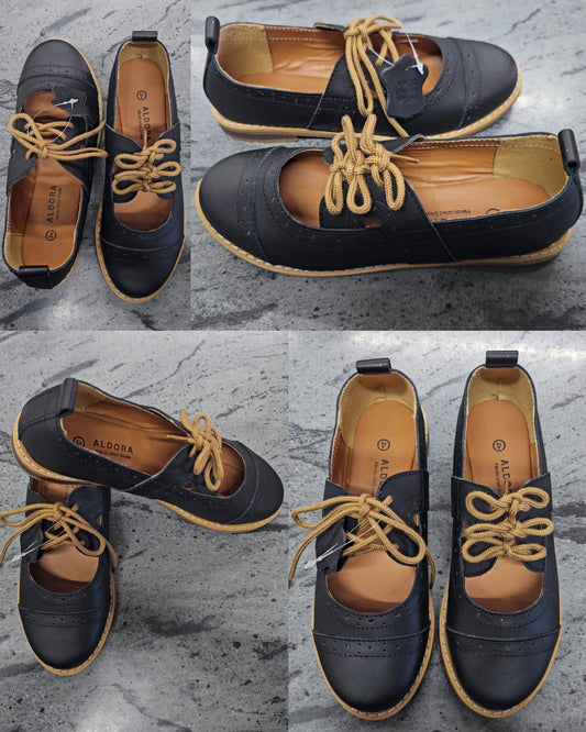 Aldora Genuine Leather Signature Brogue Black