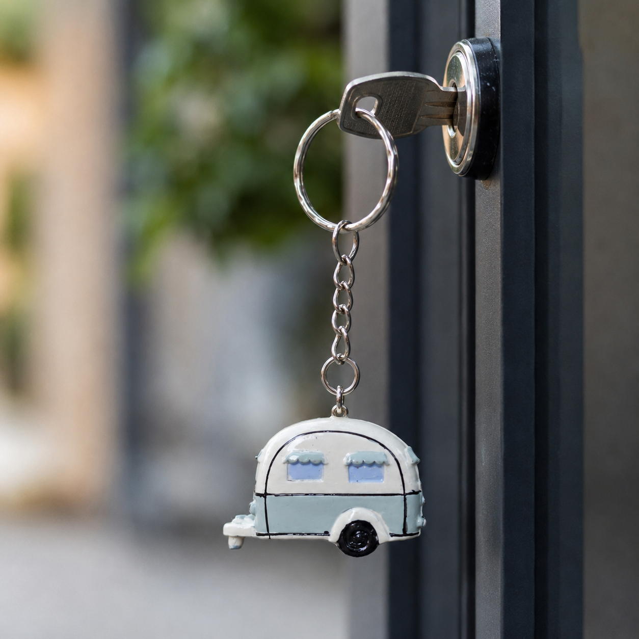 3D Blue Caravan Keyring