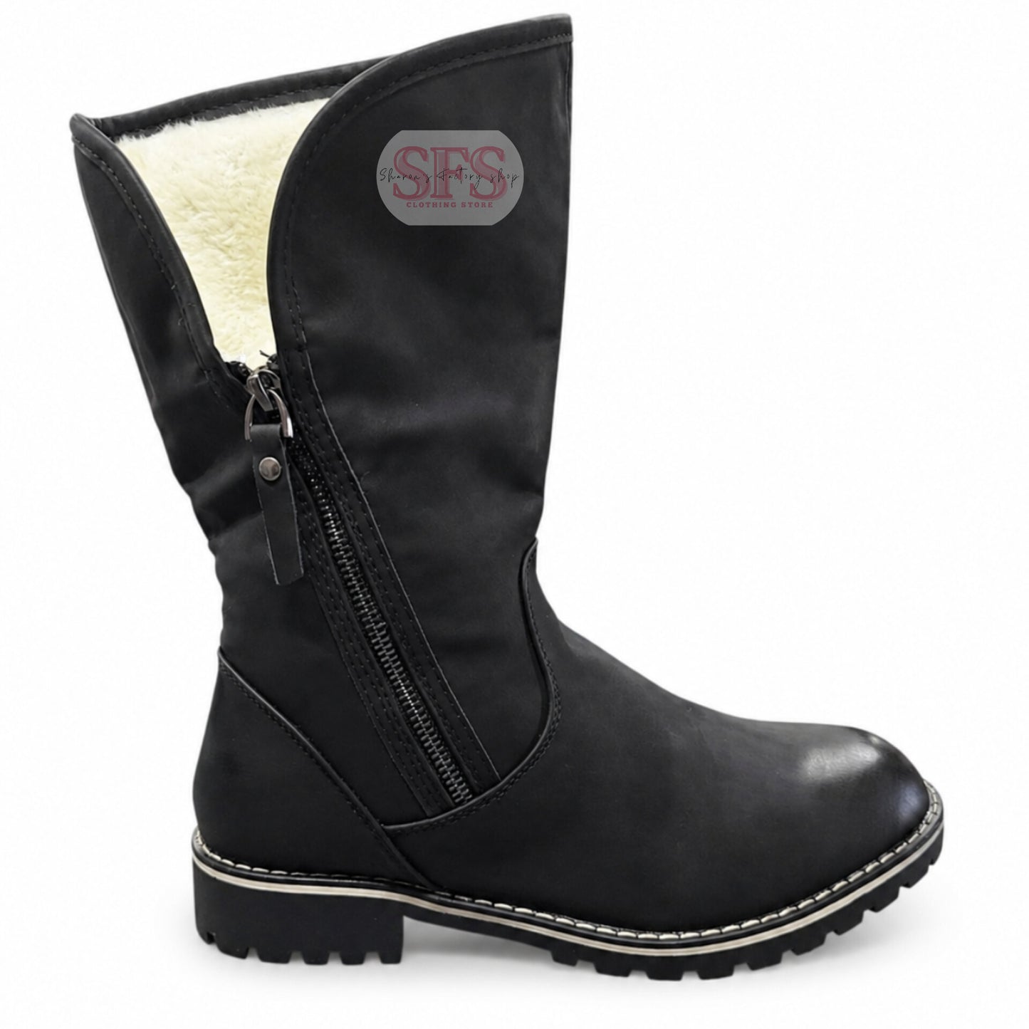A1 Black Mid Calf Boot