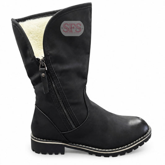 A1 Black Mid Calf Boot