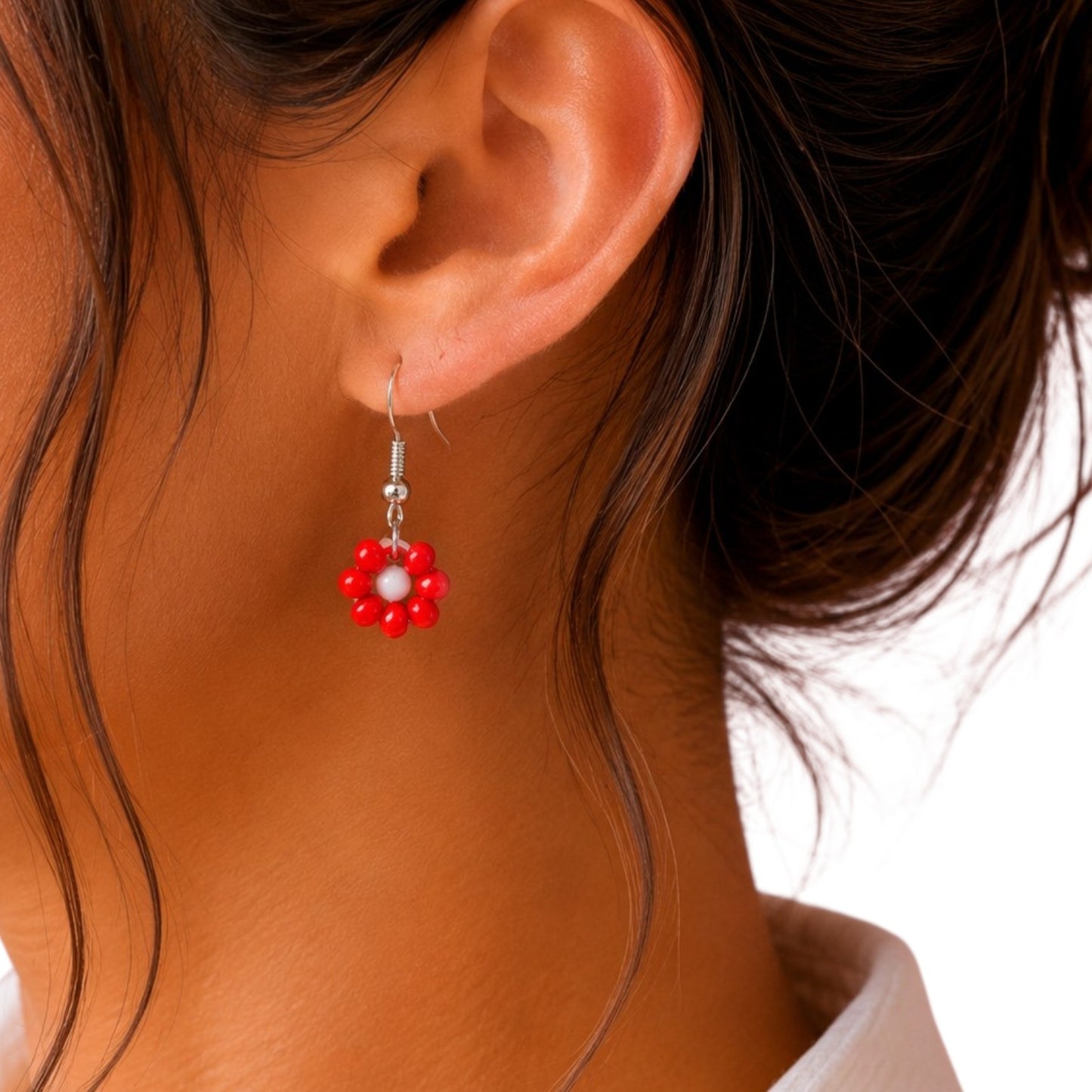 Handmade Flower Bead Earring
