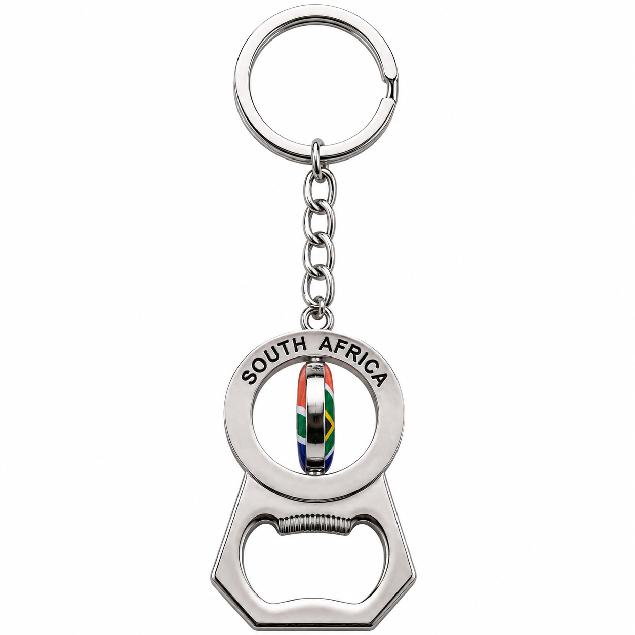 Spinning SA Flag Bottle Opener Keyring