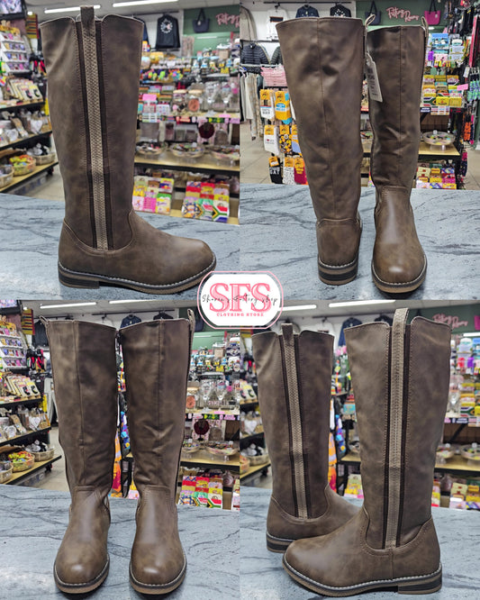 JX06 Coffee Long Boots - Sharon's Factory Shop