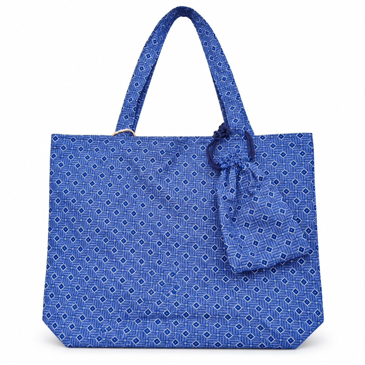 Shweshwe Foldable Shopping Bag with Detachable Pouch