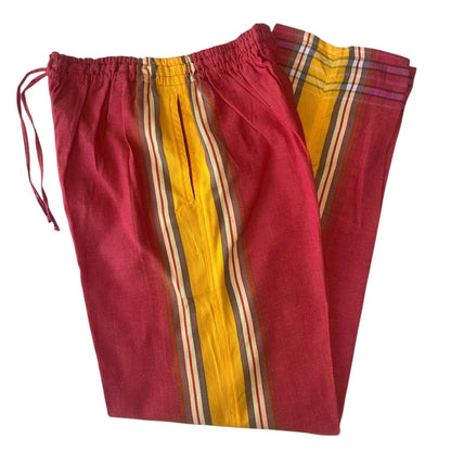 (M) Red & Yellow Kikoy Unisex Pants - Sharon's Factory Shop