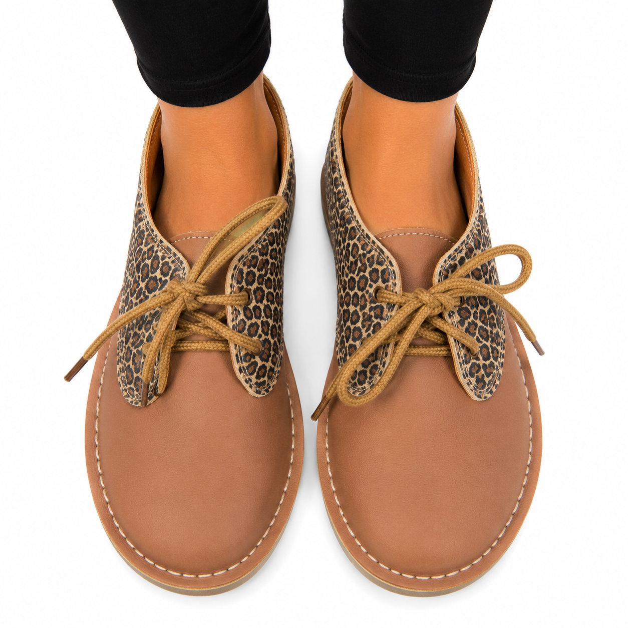 Dark Tan Leopard  Lace Up Veldskoen | Genuine Leather